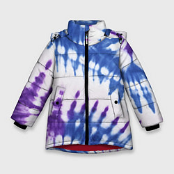 Зимняя куртка для девочки Сине-фиолетовый узор тай дай
