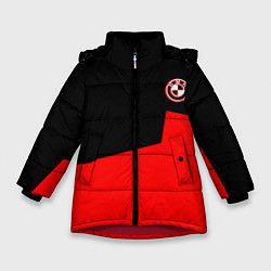 Куртка зимняя для девочки BMW спортивная текстура, цвет: 3D-красный