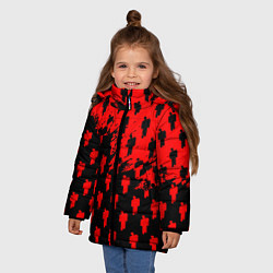 Куртка зимняя для девочки Billie Eilish pattern music steel, цвет: 3D-красный — фото 2