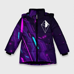 Куртка зимняя для девочки No Mans Sky neon gaming, цвет: 3D-черный