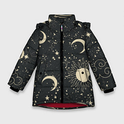 Зимняя куртка для девочки Звёздная карта с лунами и солнцем