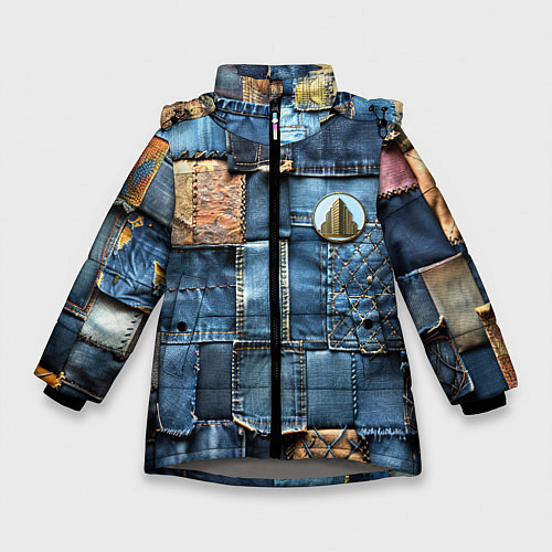 Зимняя куртка для девочки Значок архитектора на джинсах / 3D-Светло-серый – фото 1