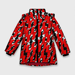Куртка зимняя для девочки Техно узор красный, цвет: 3D-красный