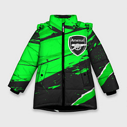 Куртка зимняя для девочки Arsenal sport green, цвет: 3D-черный