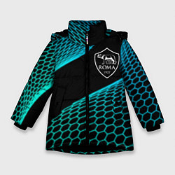Куртка зимняя для девочки Roma football net, цвет: 3D-черный