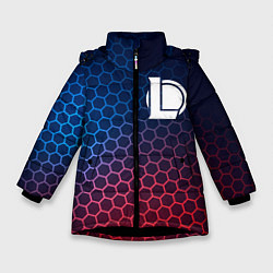 Куртка зимняя для девочки League of Legends неоновые соты, цвет: 3D-черный
