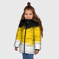 Куртка зимняя для девочки Имперский флаг России штриховка, цвет: 3D-черный — фото 2