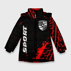 Куртка зимняя для девочки Porsche red sport tires, цвет: 3D-черный