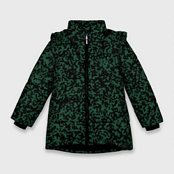 Зимняя куртка для девочки Чёрно-зелёный пятнистый