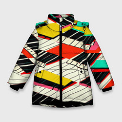 Куртка зимняя для девочки Пианинка, цвет: 3D-черный