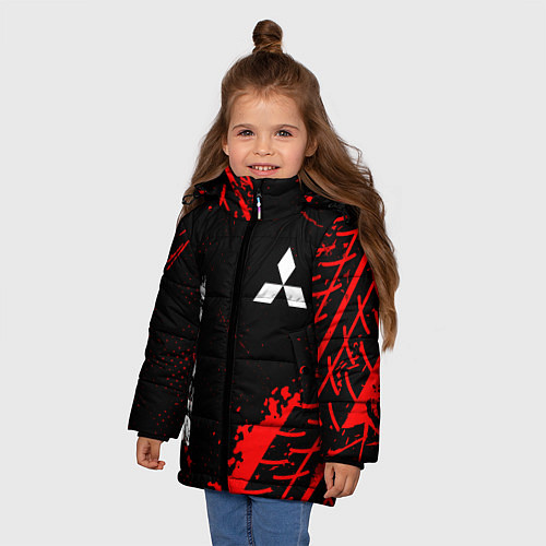 Зимняя куртка для девочки Mitsubishi red sport tires / 3D-Черный – фото 3