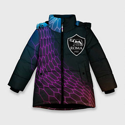 Куртка зимняя для девочки Roma футбольная сетка, цвет: 3D-черный