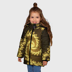 Куртка зимняя для девочки Желтая спираль фракталов, цвет: 3D-светло-серый — фото 2