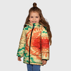 Куртка зимняя для девочки Тай-дай паттерн, цвет: 3D-светло-серый — фото 2