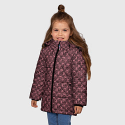 Куртка зимняя для девочки Паттерн стилизованные цветы чёрно-розовый, цвет: 3D-черный — фото 2