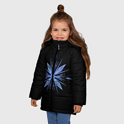 Куртка зимняя для девочки Голубая снежинка на черном фоне, цвет: 3D-черный — фото 2