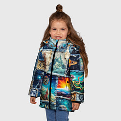 Куртка зимняя для девочки Разнообразие миров - пэчворк, цвет: 3D-светло-серый — фото 2
