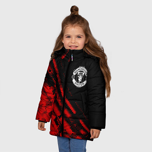 Зимняя куртка для девочки Manchester United sport grunge / 3D-Красный – фото 3