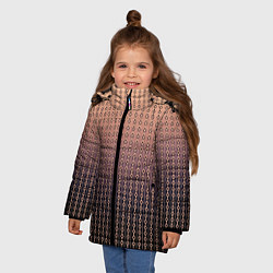 Куртка зимняя для девочки Полосы цепочки градиент тёмный персиковый, цвет: 3D-черный — фото 2