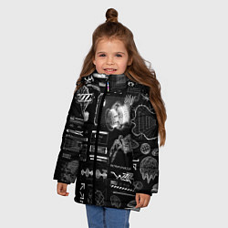 Куртка зимняя для девочки Паттерн киберинтерфейса, цвет: 3D-черный — фото 2