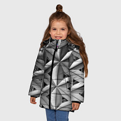 Куртка зимняя для девочки Черно белый узор, цвет: 3D-светло-серый — фото 2