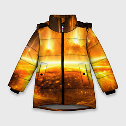Куртка зимняя для девочки Солнечная плазма вспышки, цвет: 3D-светло-серый