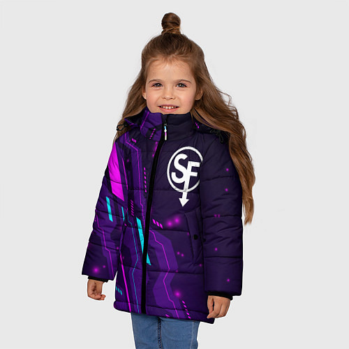 Зимняя куртка для девочки Sally Face neon gaming / 3D-Черный – фото 3