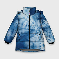 Зимняя куртка для девочки Синяя абстракция паутина