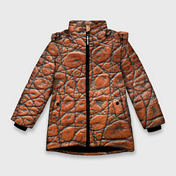 Куртка зимняя для девочки Змеиная шкура текстура, цвет: 3D-черный