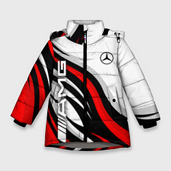 Зимняя куртка для девочки Mercedes benz AMG - белый с красным