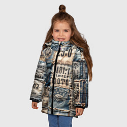 Куртка зимняя для девочки Пэчворк Tokyo and US, цвет: 3D-светло-серый — фото 2