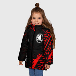 Куртка зимняя для девочки Skoda red sport tires, цвет: 3D-черный — фото 2