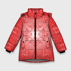 Зимняя куртка для девочки Красный симметричный узор