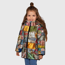 Куртка зимняя для девочки Patchwork - ai art, цвет: 3D-светло-серый — фото 2