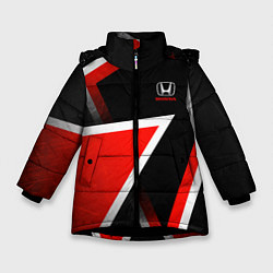 Куртка зимняя для девочки Honda - красные треугольники, цвет: 3D-черный