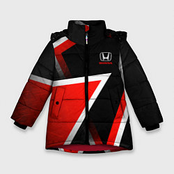 Куртка зимняя для девочки Honda - красные треугольники, цвет: 3D-красный