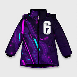 Куртка зимняя для девочки Rainbow Six neon gaming, цвет: 3D-черный