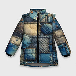 Зимняя куртка для девочки Denim patchwork - ai art