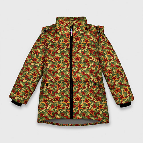 Зимняя куртка для девочки Камуфляж победы / 3D-Светло-серый – фото 1