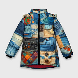 Зимняя куртка для девочки Vanguard denim patchwork - ai art