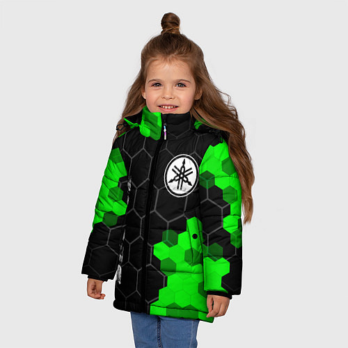 Зимняя куртка для девочки Yamaha green sport hexagon / 3D-Черный – фото 3