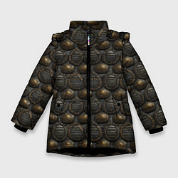 Куртка зимняя для девочки Темная классическая броня, цвет: 3D-черный