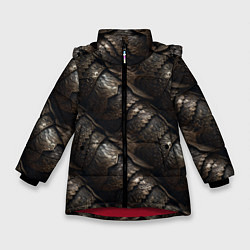 Куртка зимняя для девочки Классическая старая броня текстура, цвет: 3D-красный