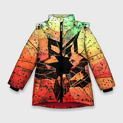 Куртка зимняя для девочки Кислотное разбитое стекло, цвет: 3D-красный
