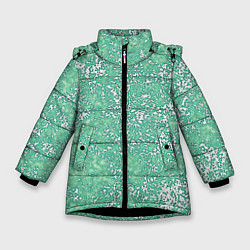 Куртка зимняя для девочки Текстура изумрудный, цвет: 3D-черный