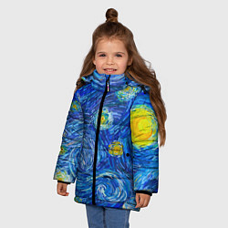 Куртка зимняя для девочки Мазки ван гога, цвет: 3D-красный — фото 2