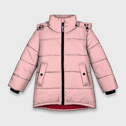 Зимняя куртка для девочки Светлый розовый в мелкий белый горошек