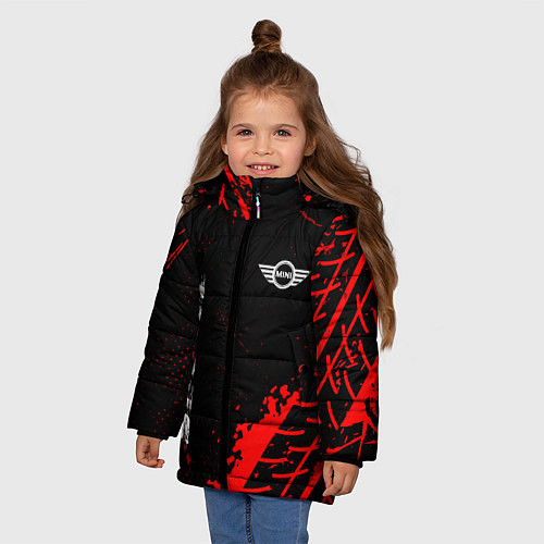 Зимняя куртка для девочки Mini red sport tires / 3D-Черный – фото 3