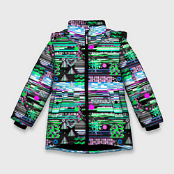 Куртка зимняя для девочки Abstract color pattern, цвет: 3D-черный