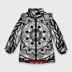 Зимняя куртка для девочки Мандала зенарт чёрно-белая
